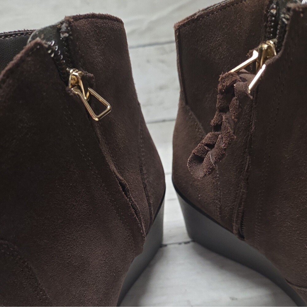 Crocs Leigh Synthetic Suede Wedge Booties Womens Size 9 Brown Ankle Boots 203418 - Picture 7 of 9